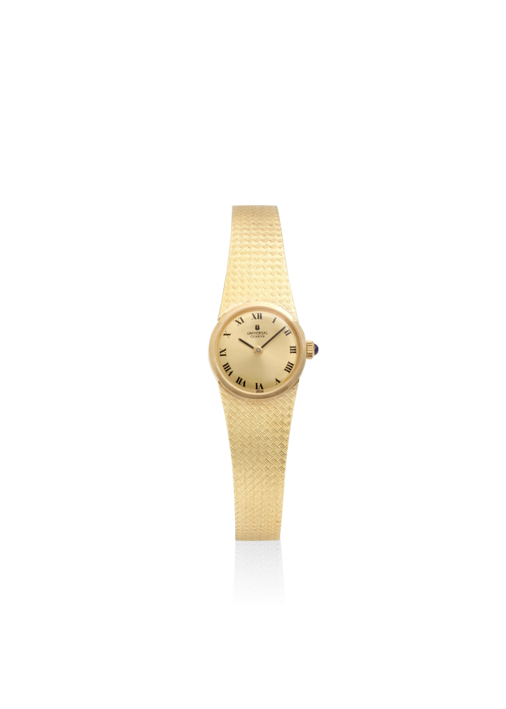 [NO RESERVE] UNIVERSAL GENÈVE. A 14K GOLD MANUAL WIND BRACELET WATCH