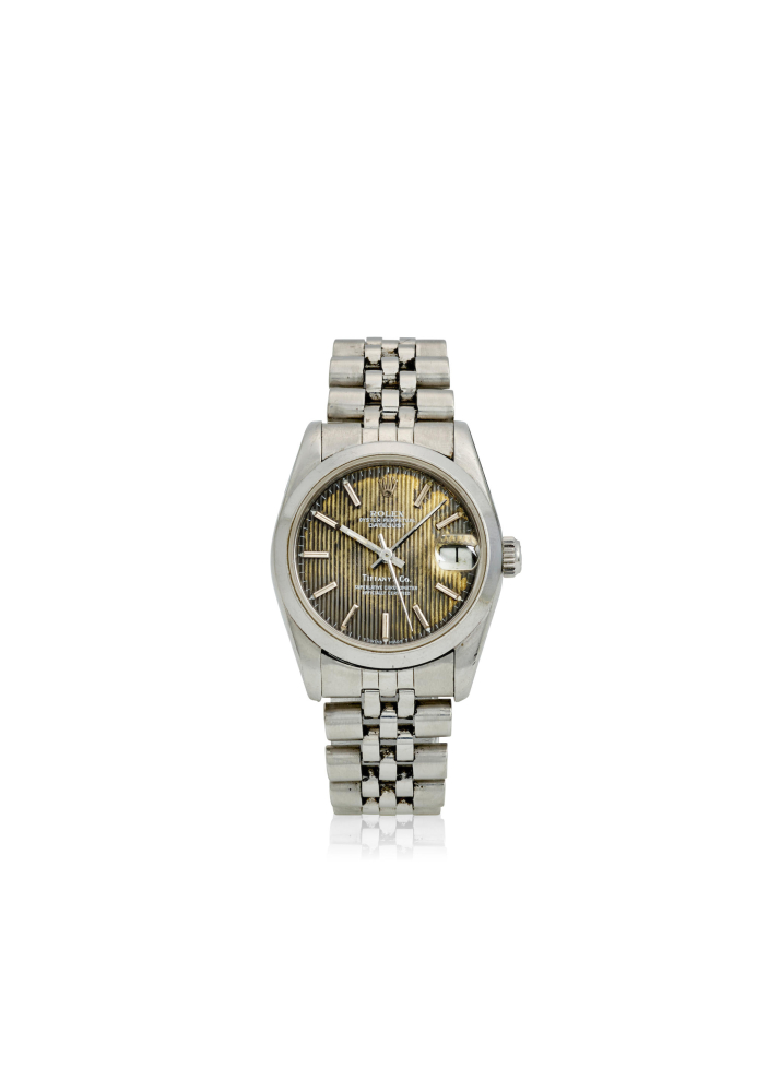 [NO RESERVE] ROLEX, RETAILED BY TIFFANY & CO. A STAINLESS STEEL AUTOMATIC CALENDAR BRACELET WATCH