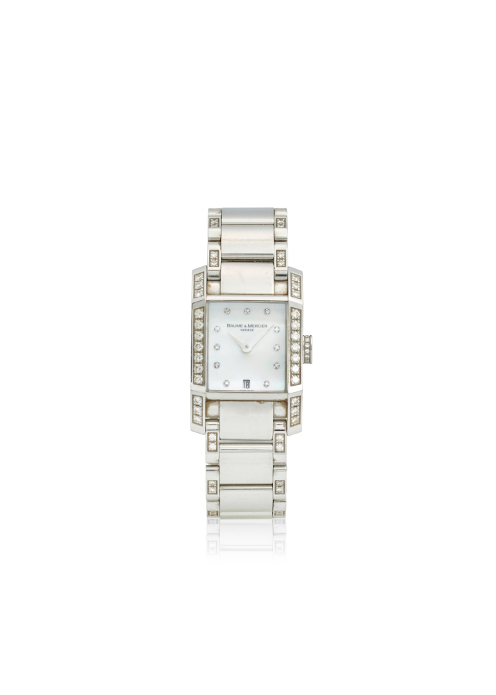 [NO RESERVE] BAUME & MERCIER. A STAINLESS STEEL DIAMOND SET QUARTZ BRACELET WATCH