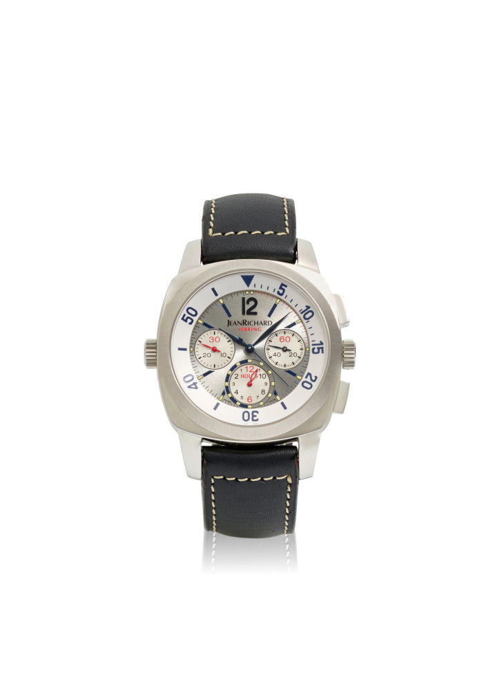 [NO RESERVE] JEAN RICHARD. A LIMITED EDITION STAINLESS STEEL AUTOMATIC CHRONOGRAPH WRISTWATCH WTIH 24-HOUR DISPLAY