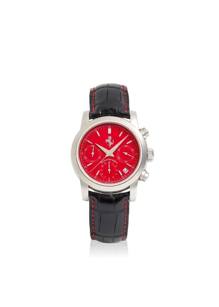 [NO RESERVE] GIRARD PERREGAUX. A STAINLESS STEEL AUTOMATIC CALENDAR CHRONOGRAPH WRISTWATCH