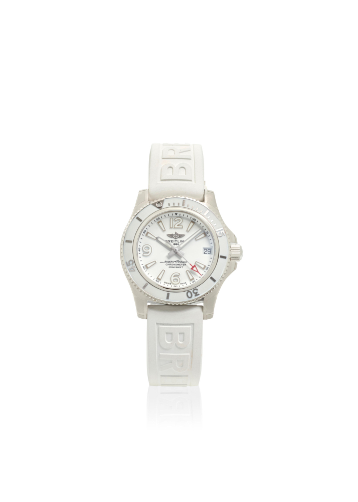 BREITLING. A STAINLESS STEEL AUTOMATIC CALENDAR WRISTWATCH