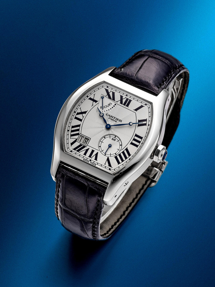 CARTIER | COLLECTION PRIVÉE CARTIER PARIS (CPCP) – TORTUE XL 8 DAYS, REF.2761, A RARE WHITE GOLD WRISTWATCH WITH 8 DAYS POWER RESERVE AND DATE, CIRCA 2000