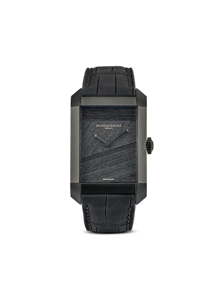 BAUME & MERCIER | HAMPTON HOMMAGE A PIERRE SOULAGES, REF.10641, A BRAND NEW LIMITED EDITION DLC COATED STAINLESS STEEL WRISTWATCH WITH ABSTRACT ART BLACK DIAL, CIRCA 2021