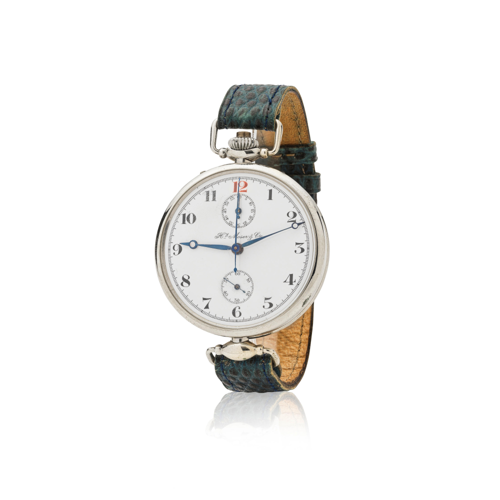 Henry Moser & Cie. A nickel manual wind single button chronograph wristwatch