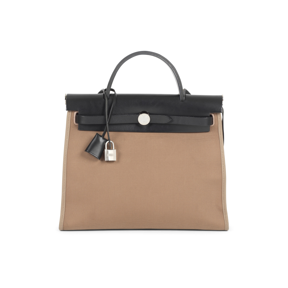 Hermès: an Etoupe and Black Herbag 31