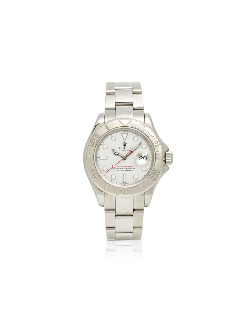 ROLEX. A STAINLESS STEEL AND PLATINUM AUTOMATIC CALENDAR BRACELET WATCH