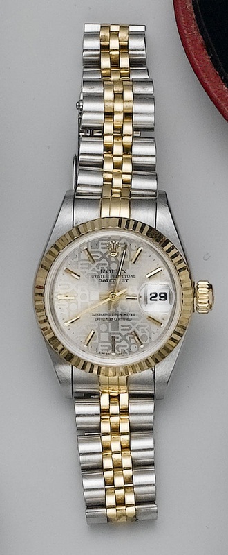 Rolex.A lady's steel and gold automatic centre seconds wristwatch