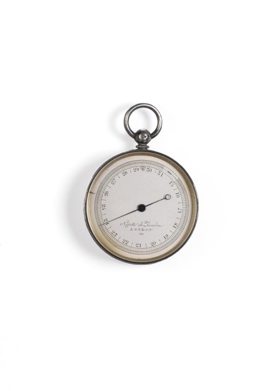 A good late 19th century silver cased pocket aneroid barometer