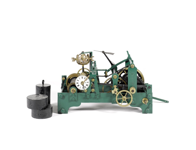 A late 19th century flatbed turret clock
