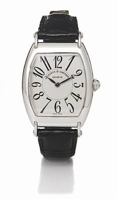 Vacheron & Constantin. A limited edition 18k white gold tonneau-cased wristwatch with movable shoulders