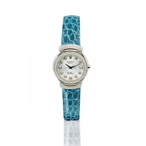 Rolex. A fine 18ct white gold quartz lady's wristwatch with diamonds
