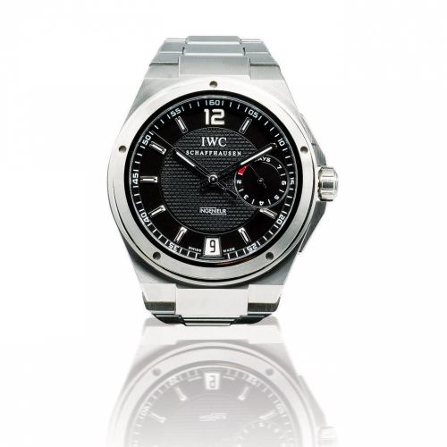 IWC. A fine stainless steel oversized automatic wristwatch with calendar and power reserve