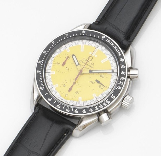 Omega. A stainless steel automatic chronograph wristwatch Speedmaster Schumacher, Ref:175.0032.1, Case No.5529257, Circa 2005