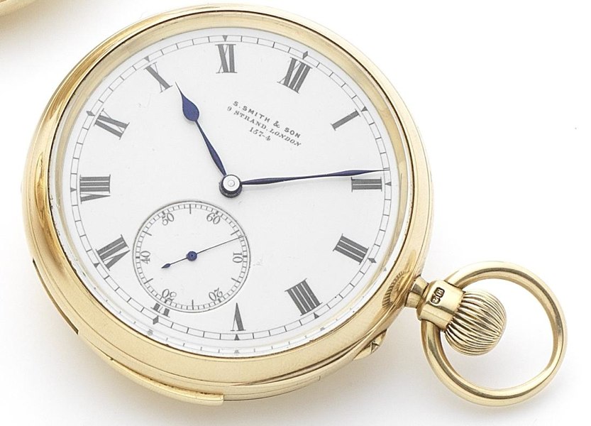 S. Smith & Son. A fine 18ct gold open face keyless wind minute repeating free sprung pocket watch together with original letter signed by the manufacturer, S.Smith and Son Numbered 157-4, London Hallmark for 1895, Sold 6th 1895