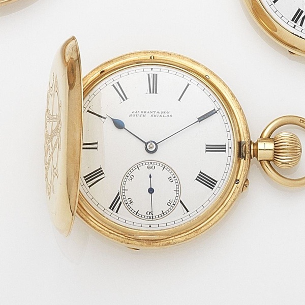 J. Grant & Son, South Shields. An 18ct gold keyless wind full hunter pocket watch