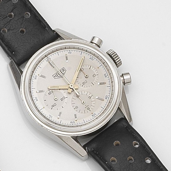 TAG Heuer. A stainless steel manual wind chronograph wristwatch
