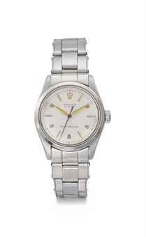 Rolex. A rare stainless steel wristwatch with sweep centre seconds, textured dial and bracelet