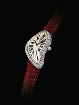 CARTIER. A LADY'S FINE AND RARE 18K WHITE GOLD AND DIAMOND-SET LIMITED EDITION ASYMMETRICAL WRISTWATCH