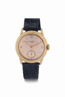 Patek Philippe. A Fine 18k Pink Gold Wristwatch with Rose Dial