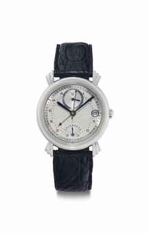 Vincent Calabrese. An Unusual Stainless Steel Automatic Wristwatch with Day, Date, Month, and 52-Week Indication