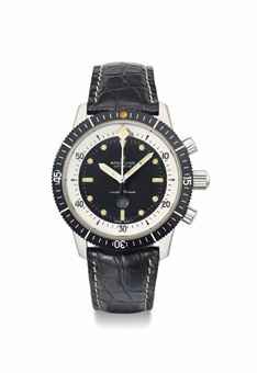 Breitling. A rare and unusual stainless steel diver's chronograph wristwatch with central 60 minute register and chronograph run, stop and reset indication