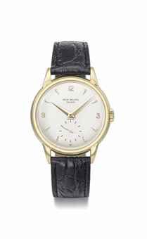 Patek Philippe. A fine, rare and large 18K gold wristwatch