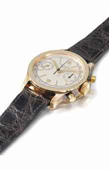 Patek Philippe. An extremely fine, rare and attractive 18K gold chronograph wristwatch
