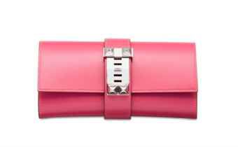 A ROSE LIPSTICK TADELAKT LEATHER MÉDOR 23 WITH PALLADIUM HARDWARE