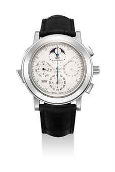 IWC. A VERY FINE AND RARE PLATINUM LIMITED EDITION AUTOMATIC MINUTE REPEATING PERPETUAL CALENDAR CHRONOGRAPH WRISTWATCH WITH MOON PHASES AND DIGITAL YEAR DISPLAY
