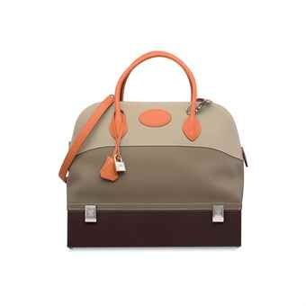 A CUSTOM GRIS PERLE, ÉTOUPE, ÉBÈNE & ORANGE TOGO LEATHER MACPHERSON WITH PALLADIUM HARDWARE