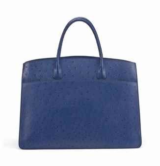 A 40CM BLEU ROI OSTRICH WHITEBUS TOTE BAG