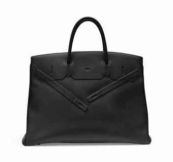 A 40CM BLACK SWIFT LEATHER SHADOW BIRKIN BAG
