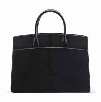 A 40CM BLACK & GRIS PERLE CHEVRE DE COROMANDEL WHITEBUS TOTE BAG
