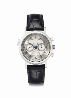 Breguet. A Fine and Large Platinum Split Seconds Chronograph Wristwatch