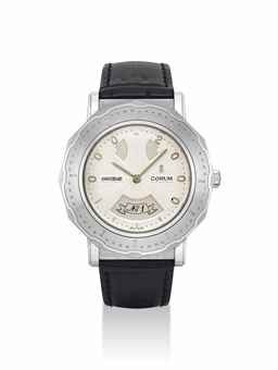 CORUM. A RARE 18K WHITE GOLD LIMITED EDITION AUTOMATIC DODECAGON-SHAPED QUARTER REPEATING WRISTWATCH, MADE TO COMMEMORATE THE 40TH ANNIVERSARY OF CORUM