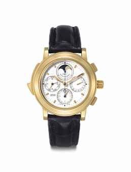 IWC. A Very Rare, Fine and Large 18k Gold Limited Edition Automatic Perpetual Calendar Minute Repeating Chronograph Wristwatch with Moon Phases