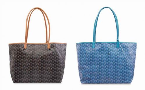 CABAS SAINT-LOUIS GM EN GOYARDINE & CUIR BLEU