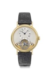 Breguet. A fine and rare 18K gold one minute tourbillon wristwatch