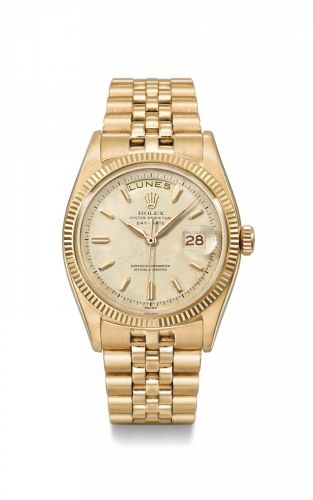 Rolex. A very rare and extremely attractive 18K pink gold automatic calendar wristwatch with sweep centre seconds and bracelet