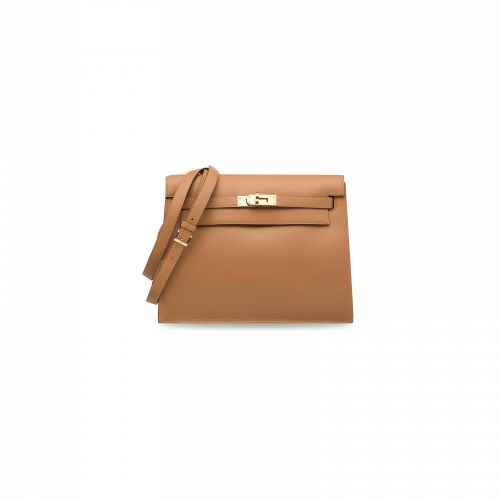 A TABAC CAMEL SWIFT LEATHER KELLY DANSE WITH GOLD HARDWARE