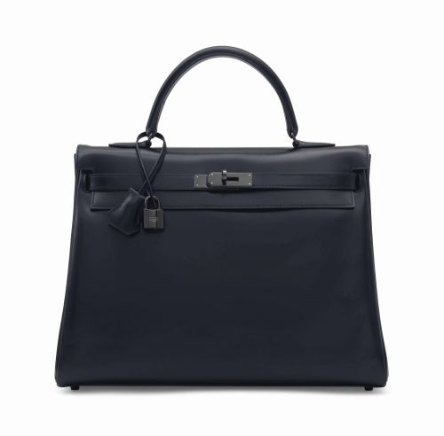 A LIMITED EDITION BLACK CALF BOX LEATHER iSO BLACK/i RETOURNÉ KELLY 35 WITH BLACK HARDWARE