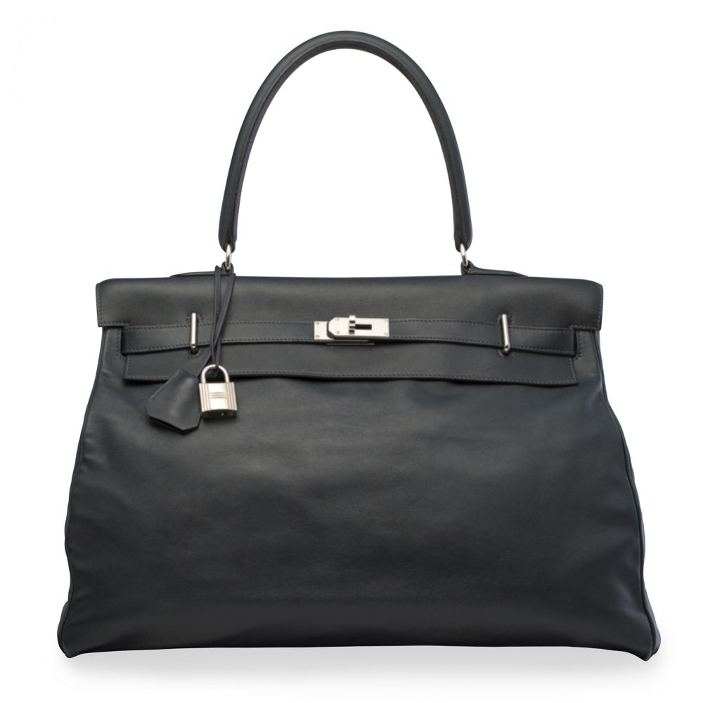 A BLACK SIKKIM LEATHER KELLY REALX 50 WITH PALLADIUM HARDWARE HERMÈS, 2010