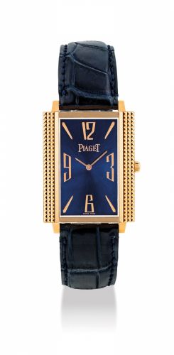 PIAGET. AN 18K /bbPINK /bbGOLD RECTANGULAR WRISTWATCH