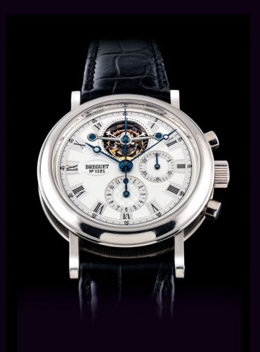 BREGUET. A FINE AND RARE 18K WHITE GOLD TOURBILLON CHRONOGRAPH WRISTWATCH
