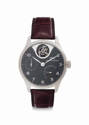 IWC. A Fine and Rare 18k White Gold Limited Edition Automatic Tourbillon Wristwatch with 7-Days Power Reserve