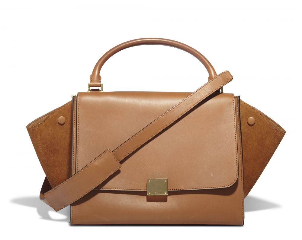 A TAN LEATHER & SUEDE TRAPEZE BAG CÉLINE, 2010s