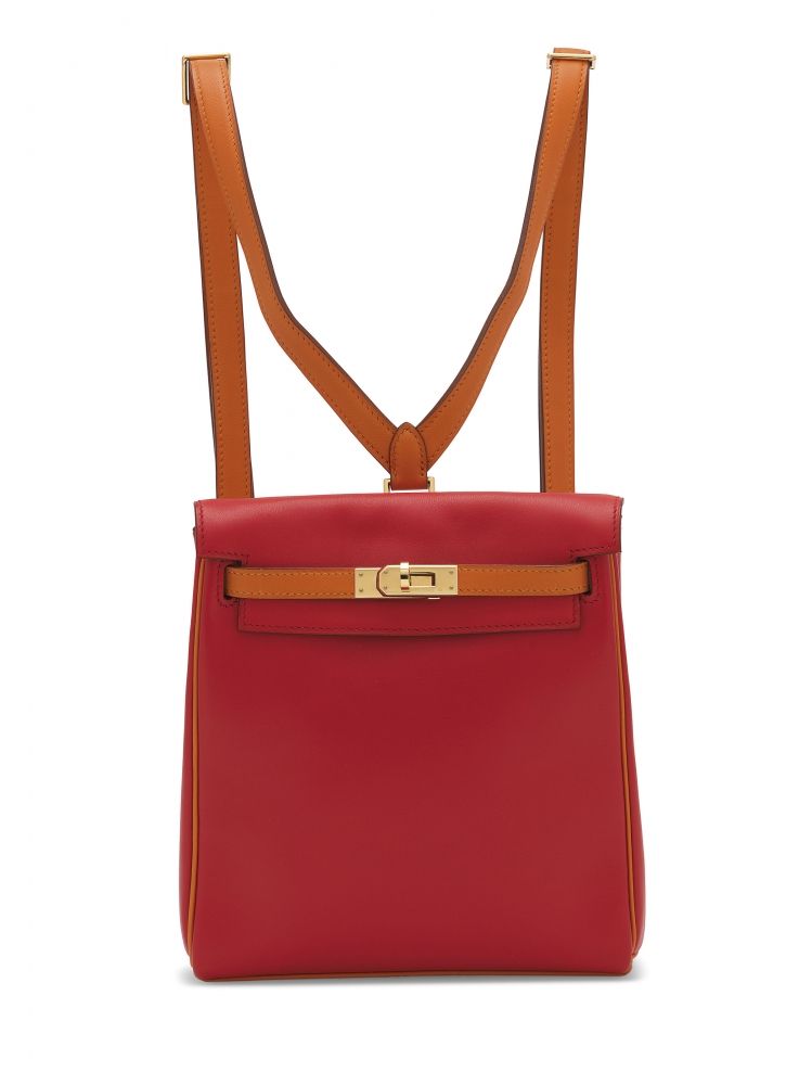 A LIMITED EDITION ROUGE VIF & ORANGE H GULLIVER LEATHER KELLY ADO 20 WITH GOLD HARDWARE