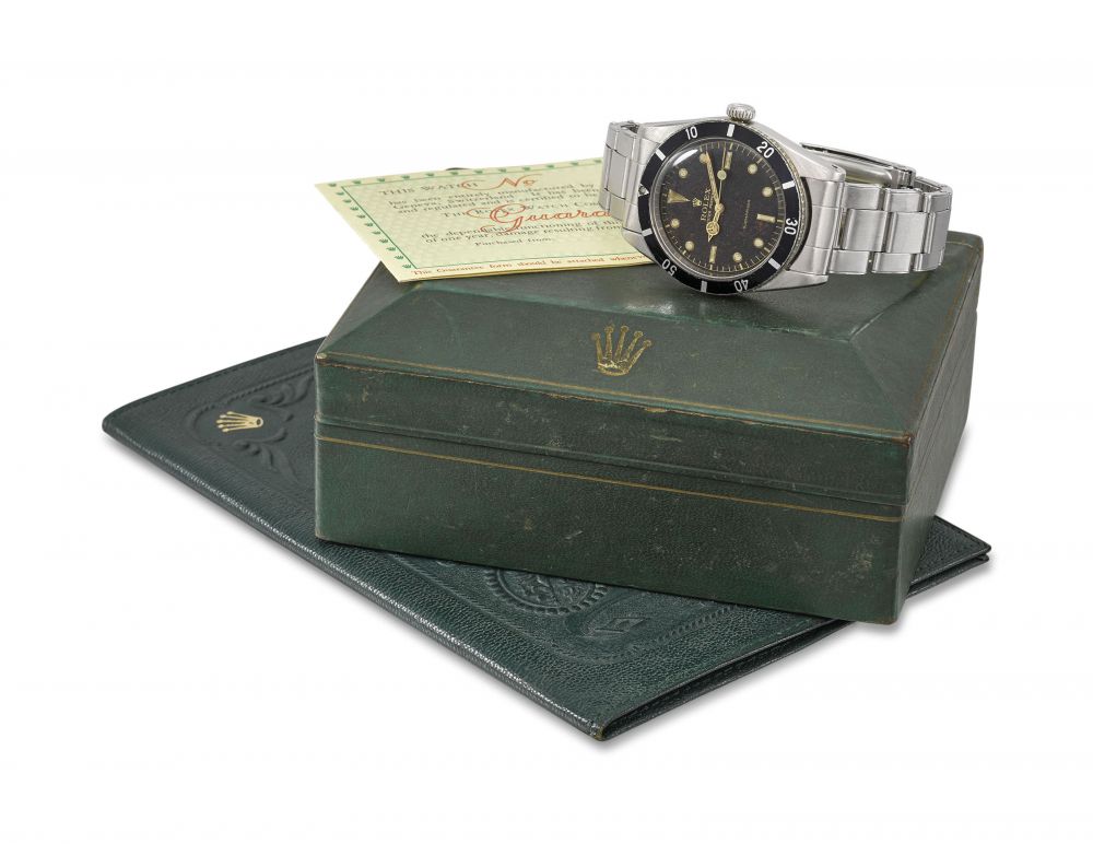 ROLEX. A RARE STAINLESS STEEL AUTOMATIC WRISTWATCH WITH SWEEP CENTRE SECONDS, BRACELET, BLANK GUARANTEE AND BOX