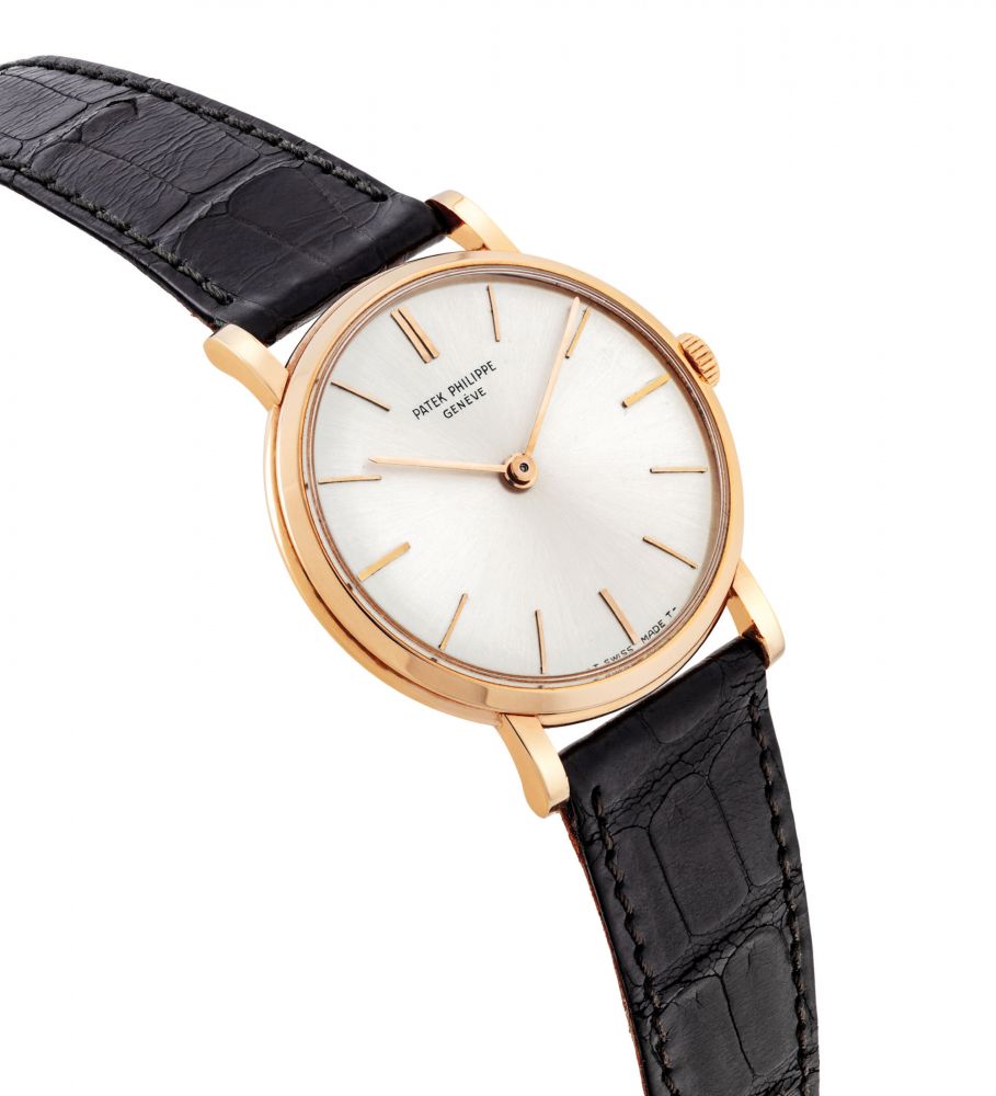 PATEK PHILIPPE. A FINE 18K PINK GOLD WRISTWATCH